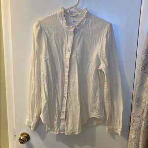 GAP Cream Ruffled Collar Shirt